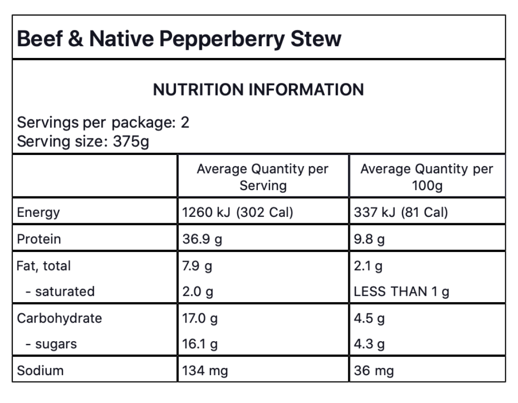 Australian Native Pepper Berry & Beef Stew - GF